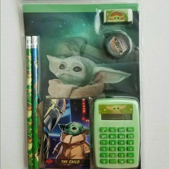 Disney Star Wars The Mandalorian 7 Piece Fun Calculator Set The Child Baby Yoda - Picture 1 of 5